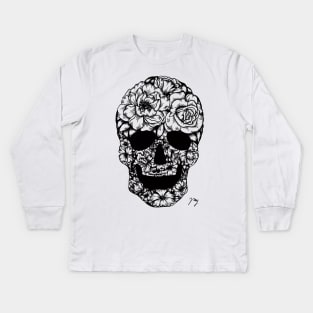 Floral Skull Kids Long Sleeve T-Shirt